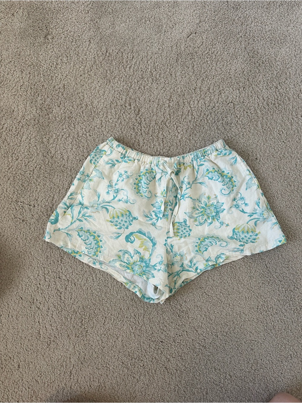 Rhythm. Floral Print Shorts - White & Teal